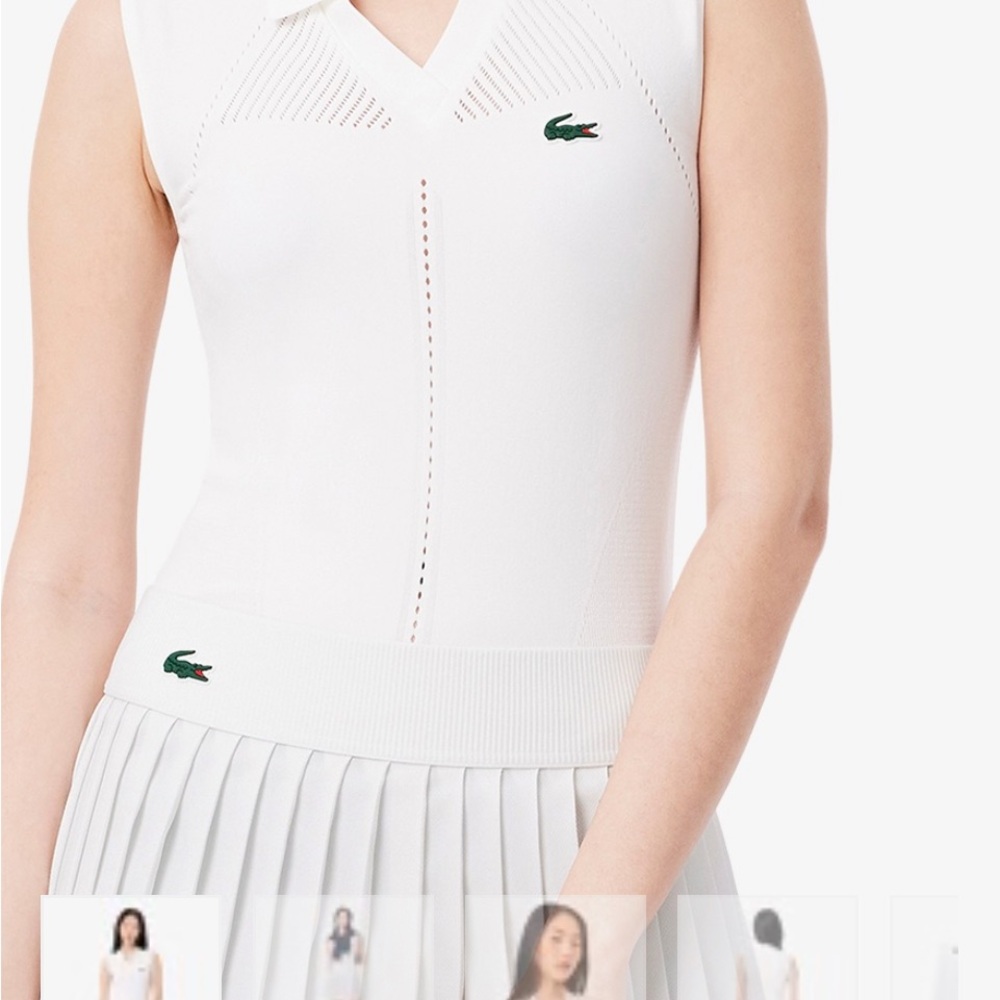 Lacoste Women's Sleeveless Tennis Polo Shirt- white